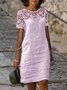 Elegant Plain Split Joint Crew Neck Midi Dress