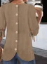 Cotton Plain Street Balloon Sleeve Blouse