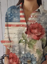 Women's Independence Day Floral Print Casual Shirt