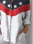 Women's Independence Day Floral Casual Lapel Shirt