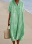 Plain V Neck Casual Dress With No