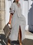 Casual Plain V Neck Maxi Dress