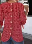 Crew Neck Cotton Simple Regular Fit Balloon Sleeve Blouse