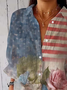 Women's Independence Day Floral Print Casual Shirt