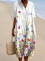 Cotton V Neck Casual Dress With No