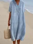 Plain V Neck Casual Dress With No