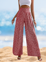 Women's  Elastic Waist H-Line Wide Leg Pants Daily Going Out Pants Blue Casual Floral Ebroidered Floral Spring/Fall Pants