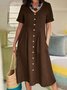 Casual Plain V Neck Maxi Dress