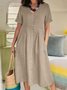 Casual Plain V Neck Maxi Dress