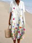 Cotton V Neck Casual Dress With No