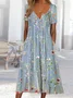 Holiday Half Button Pocket Hem Long Dress