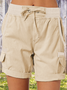 High Waist Women's Overalls Casual Pants Cotton And Linen Shorts Thin A-line Loose Wide-leg Shorts