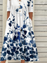 Vintage Half Open Collar Loose Dress With No