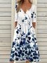 Vintage Half Open Collar Loose Dress With No