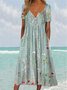 Holiday Half Button Pocket Hem Long Dress