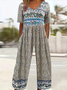 Women's H-Line V Neck Daily Going Out Casual Printing Floral Summer Ankle Pants Jumpsuit Romper