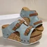 Pu Summer Western Style Color Block Slide Sandals
