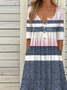 Holiday Half Button Pocket Hem Long Dress