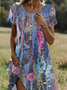 Women's Floral Print Casual Round Neck Short Sleeve Dress