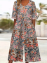 Women's H-Line V Neck Daily Going Out Casual Printing Floral Summer Ankle Pants Jumpsuit Romper