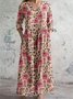 Floral V Neck Casual Jersey Dress