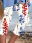 Women's Independence Day Floral Print Casual Leggings