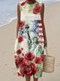 Crew Neck Casual Cotton Dress With No