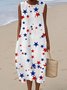 Cotton Vacation Regular Fit Crew Neck Dress With No
