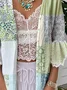 Casual 3/4 Sleeve Cotton Floral Cape Jacket