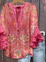 Women's Floral Ruffle Sleeve Top