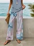 Women's Floral Print Casual Vest and Pants Two-Piece Set