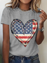 American Flag Heart Cotton T-Shirt