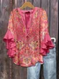 Women's Floral Ruffle Sleeve Top