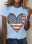 American Flag Heart Cotton T-Shirt