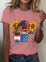 America Sunflower Cotton T-Shirt
