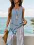 Women's Floral Print Casual Vest and Pants Two-Piece Set