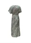 Women's Short Sleeve Summer Green Zebra Split Joint V Neck Daily Going Out Casual Maxi A-Line Hip Skirt Dress