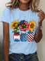 America Sunflower Cotton T-Shirt