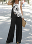 Women's Floral Print Casual Vest and Pants Two-Piece Set
