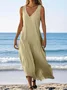 Plain Casual V Neck Dress With No