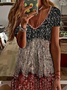 Women's Floral Print V-Neck Short Sleeve Dress