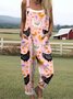Animal Regular Fit Vacation Cotton And Linen Jumpsuit