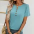 Women's Short Sleeve T-shirt Summer Lake Blue Plain Cotton V Neck Daily Going Out Casual Top