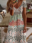 Women's Floral Print V-Neck Short Sleeve Casual Dress