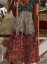 Women's Floral Print V-Neck Short Sleeve Dress