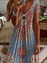 Women's Floral Print V-Neck Short Sleeve Casual Dress