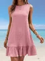 Women's Sleeveless Summer Red Plain Split Joint Crew Neck Daily Going Out Casual Mini A-Line Tank Dress