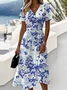 Casual Regular Fit V Neck Floral Dress
