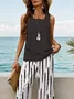Women's Striped Printed Casual Vest Pants Two-Piece Set