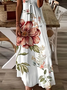 Women's Floral Print Casual V-Neck Suspender Dress